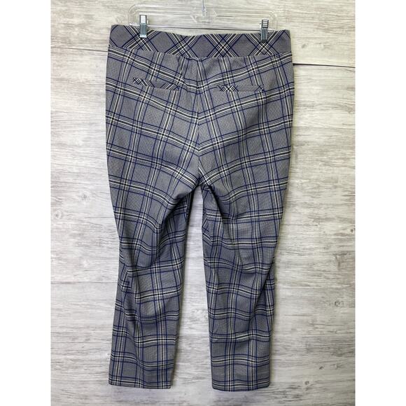Torrid 0 Womens Pants Blue Plaid Ponte Pull On Elastic Waist Relaxed Fit Pockets - Picture 6 of 10